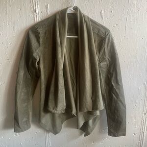Blank NYC Olive Suede & Leather Draped Jacket